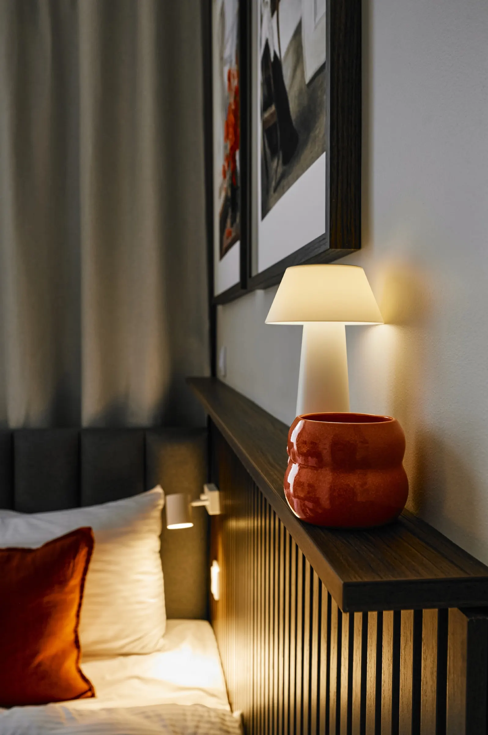 Bedside lamp by the bed