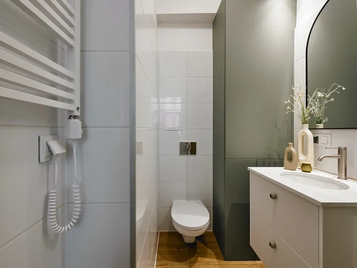 Bathroom with a towel rail