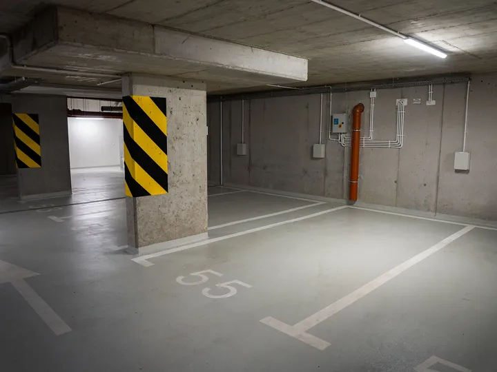The parking space in the garage